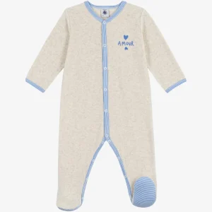 Velour Sparkedragt m/Fødder - Montelimar Chine
